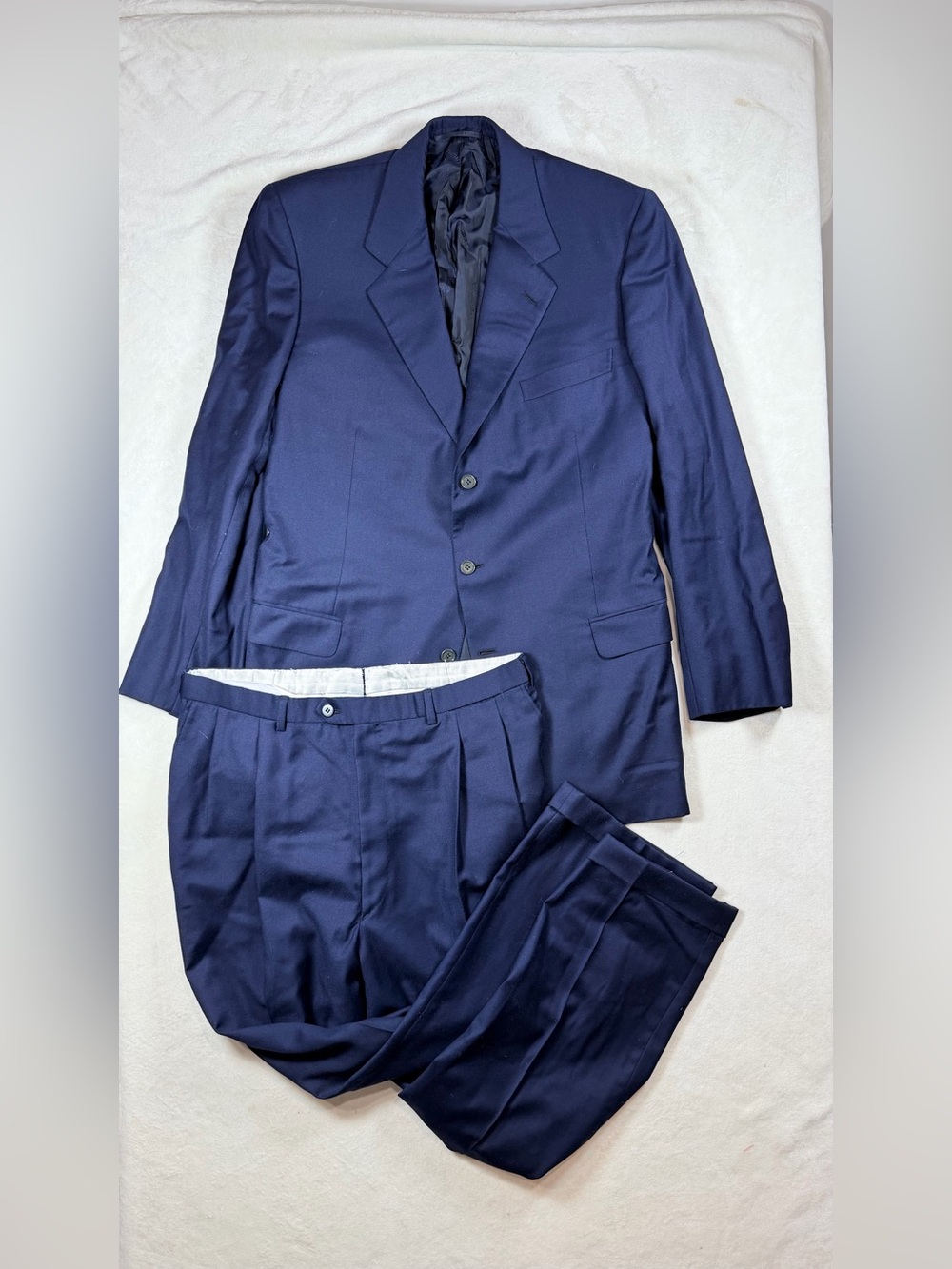 Brioni 44R 199% Wool Palatino Navy Blue Classic Notch Lapel Made in Italy Suit